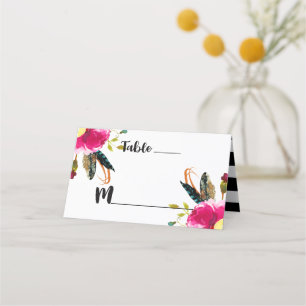 Boho Chic Floral Table Number Seating Name Place Card