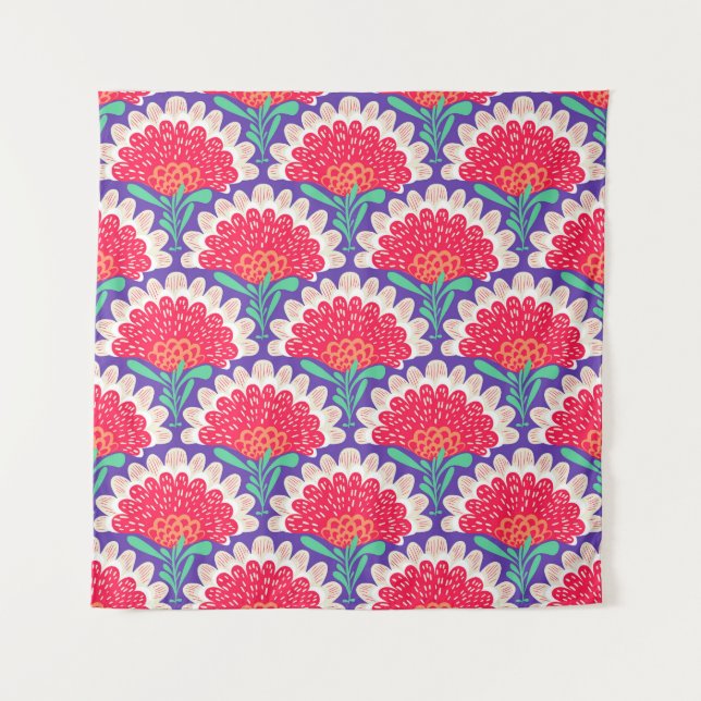 Boho Chic Floral Vintage Print. Tapestry (Front)