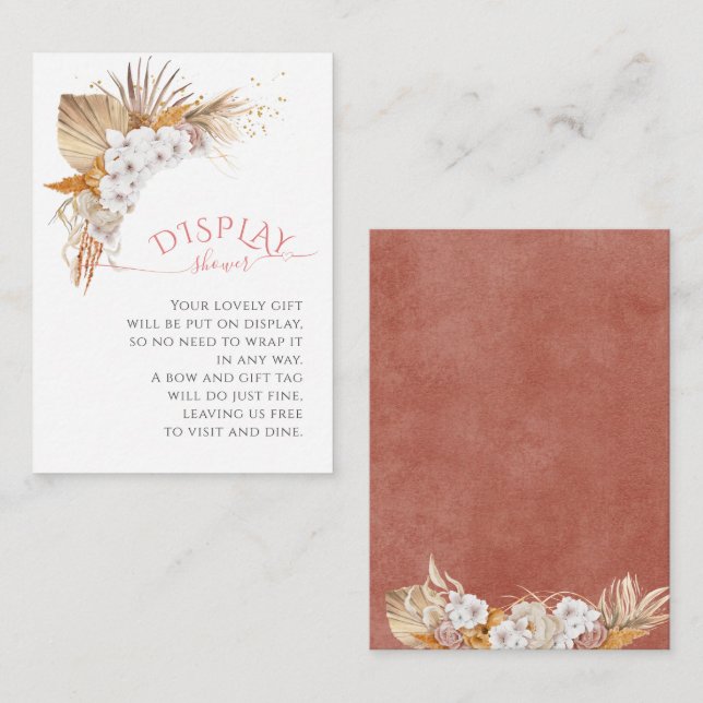 Boho Chic Floral Watercolor Display Shower Enclosure Card (Front/Back)