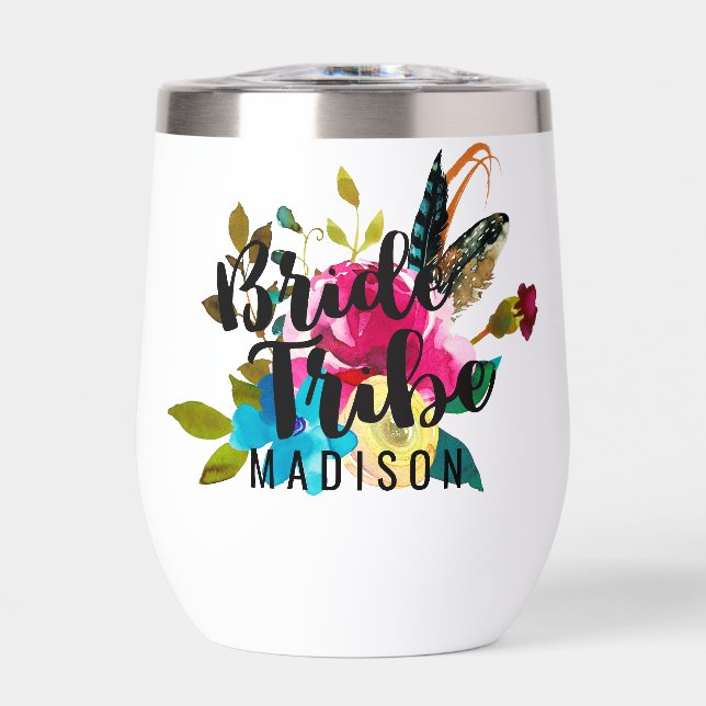 Boho Chic Floral Watercolor Wedding Bride Tribe (Front)