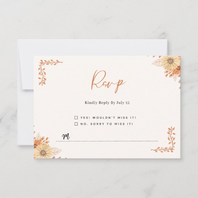 Boho Chic Floral Wedding RSVP Card (Front)
