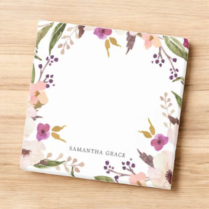 Boho Chic Floral Wreath Personalised Post-it Notes
