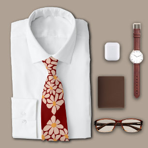 Boho Chic Florals Maroon Personalise Initial Tie