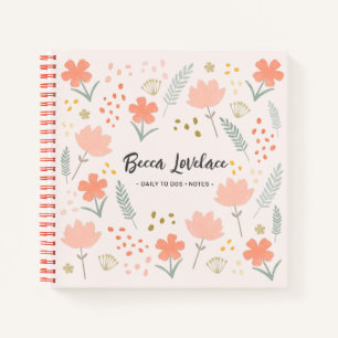 Boho Chic Flowers Daily To Dos Notebook