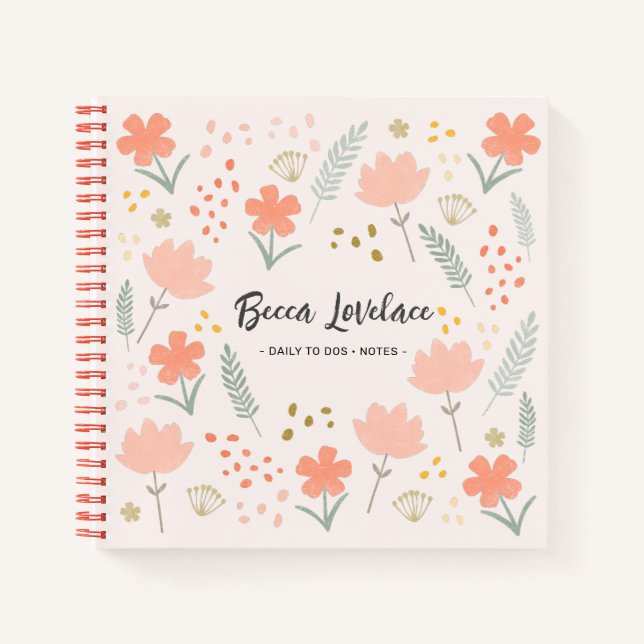 Boho Chic Flowers Daily To Dos Notebook (Front)