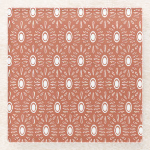 Boho Chic Flowers: Modern Seamless Design Glass Coaster