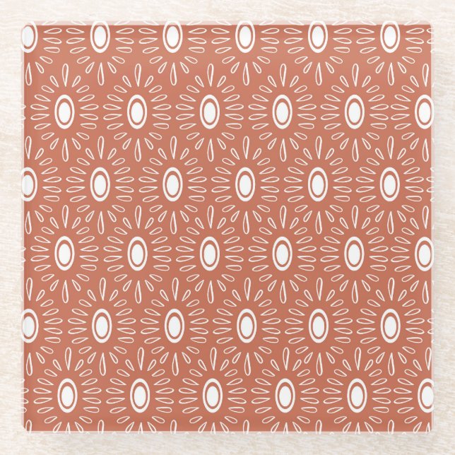 Boho Chic Flowers: Modern Seamless Design Glass Coaster (Front)