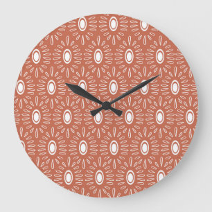 Boho Chic Flowers: Modern Seamless Design Large Clock