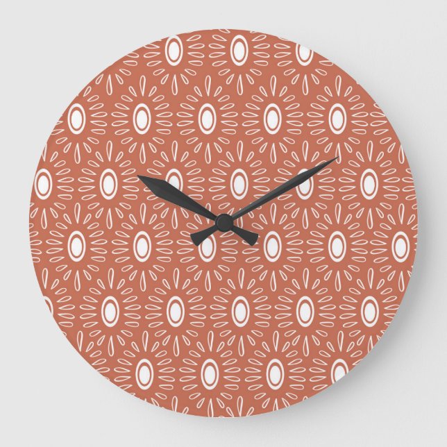 Boho Chic Flowers: Modern Seamless Design Large Clock (Front)