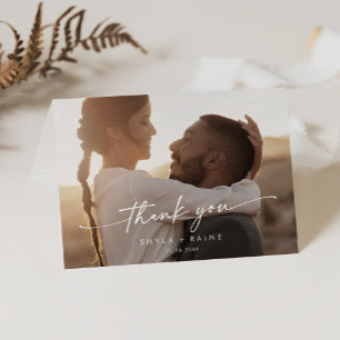 Boho Chic Folded Wedding Photo Thank You Card