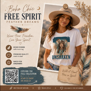 Boho Chic Free Spirit Feather Dreams Artwork T-Shirt