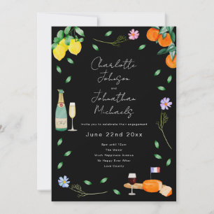 Boho Chic French Wine and Cheese Engagement Party Invitation