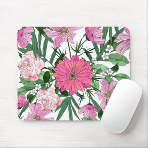 Boho chic garden floral design mouse mat