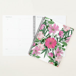 Boho chic garden floral design planner