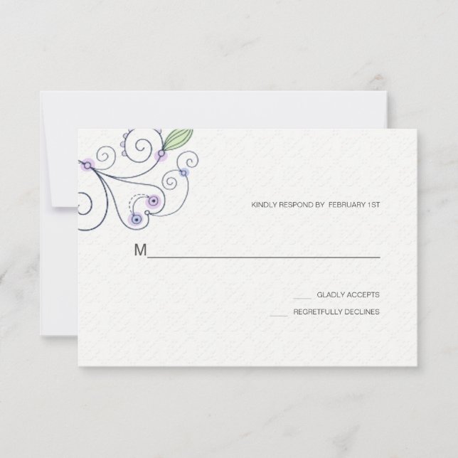 BOHO Chic Garden Wedding Purple RSVP Card (Front)