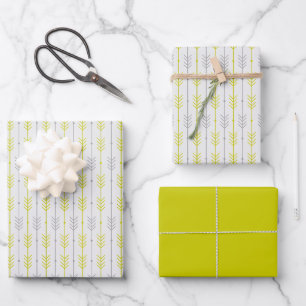 Boho Chic Geometric Lemon Lime Arrow Shapes Wrapping Paper Sheet