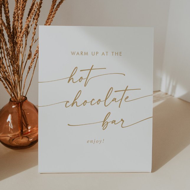 Boho Chic Gold and White Hot Chocolate Bar Pedestal Sign (Creator Uploaded)