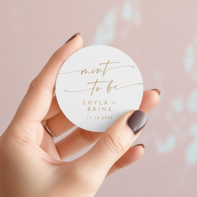 Boho Chic Gold and White Mint To Be Favour Sticker (Boho Chic Gold and White Mint To Be Favor Sticker)