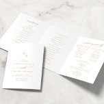 Boho Chic Gold and White Monogram Wedding Tri-Fold Programme<br><div class="desc">This boho chic gold and white monogram wedding tri-fold program is perfect for a minimalist wedding. The neutral yellow gold and white modern bohemian design features simple rustic calligraphy with a unique yet classic style. Personalise your wedding program with your initials, names, wedding date and location, your favourite quote or...</div>