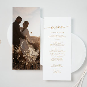 Boho Chic Gold and White Photo Wedding Menu