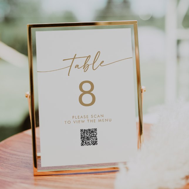 Boho Chic Gold and White QR Code Table Numbers (Creator Uploaded)