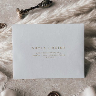 Boho Chic Gold and White Self-Addressed RSVP Envelope