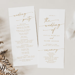 Boho Chic Gold and White Tea Length Wedding Programme