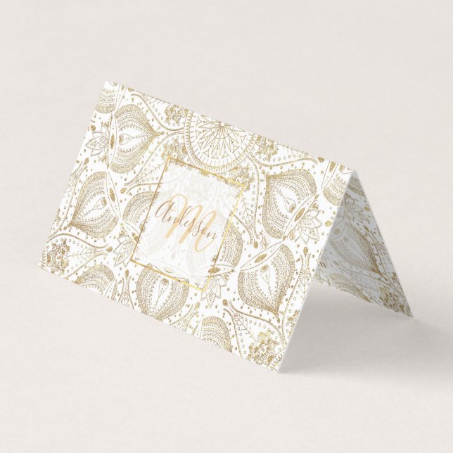 Boho Chic gold mandala design Business Card (Front)