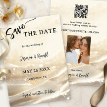 Boho Chic Gold Sparkling Photo Save the Date Card