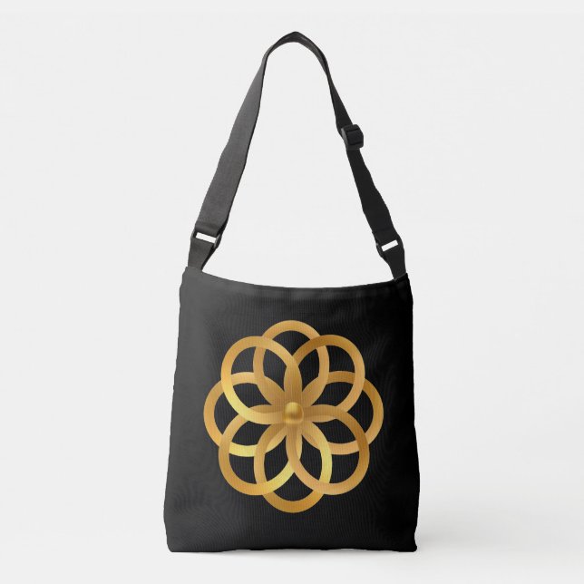 Boho Chic Golden Mandala Crossbody Bag (Front)