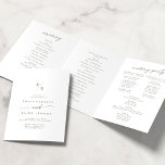 Boho Chic Green and White Monogram Wedding Tri-Fold Programme<br><div class="desc">This boho chic green and white monogram wedding tri-fold program is perfect for a minimalist wedding. The neutral olive sage green and white modern bohemian design features simple rustic calligraphy with a unique yet classic style. Personalise your wedding program with your initials, names, wedding date and location, your favourite quote...</div>