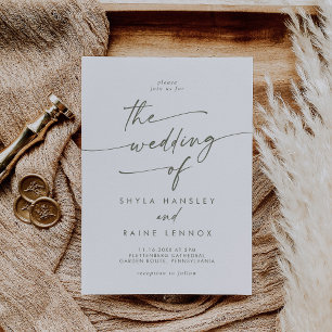 Boho Chic Green and White The Wedding Of Invitation