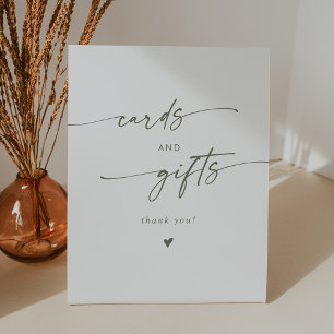 Boho Chic Green and White Wedding Cards and Gifts Pedestal Sign
