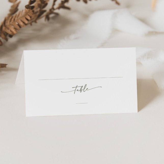 Boho Chic Green and White Wedding Folded Place Card (Creator Uploaded)