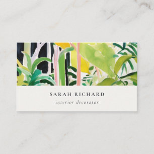 Boho Chic Green Tropical Leafy Foliage Botanical Business Card