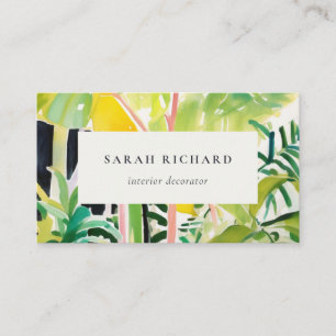 Boho Chic Green Tropical Leafy Foliage Botanical Business Card