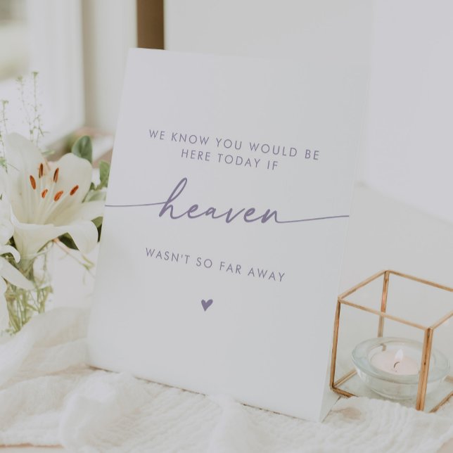Boho Chic Heaven Dusty Purple Wedding Memorial Pedestal Sign (Creator Uploaded)