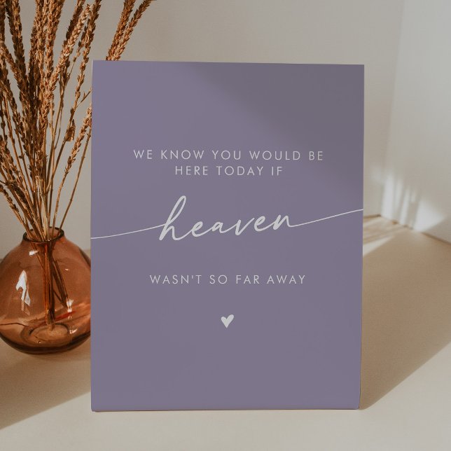 Boho Chic Heaven Lavender Purple Wedding Memorial Pedestal Sign (Creator Uploaded)