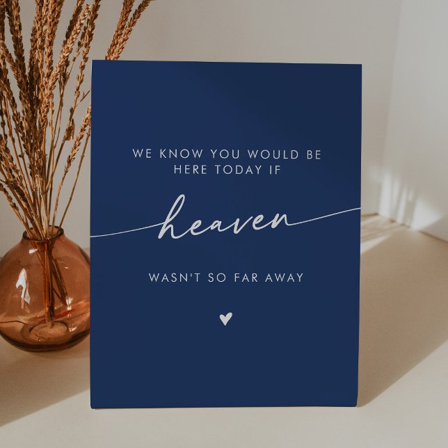 Boho Chic Heaven Royal Blue Wedding Memorial Pedestal Sign (Creator Uploaded)