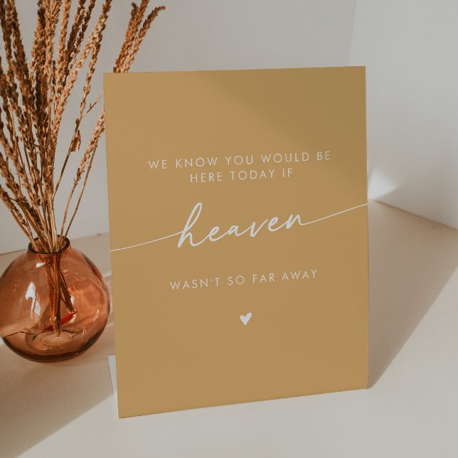 Boho Chic Heaven Yellow Marigold Wedding Memorial Pedestal Sign (Creator Uploaded)