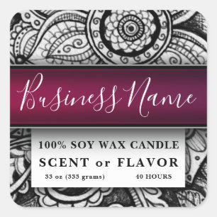 Boho Chic Homemade Food Bakery Kitchen Candle Square Sticker