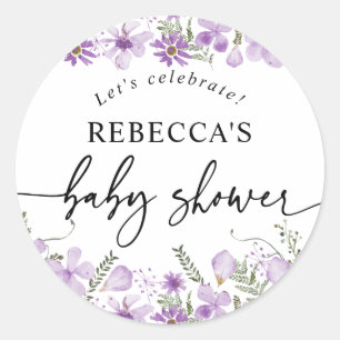 Boho Chic Lavender Baby Shower Round Envelope Seal