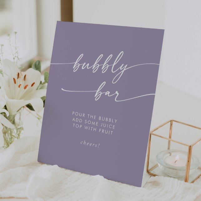 Boho Chic Lavender Purple Bubbly Bar Wedding Pedestal Sign (Boho Chic Lavender Purple Bubbly Bar Wedding Pedestal Sign)