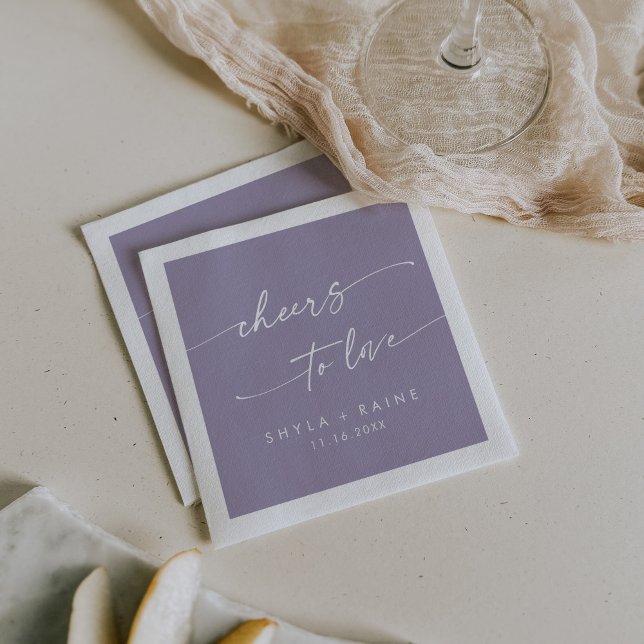 Boho Chic Lavender Purple Cheers to Love Wedding Napkin (Creator Uploaded)