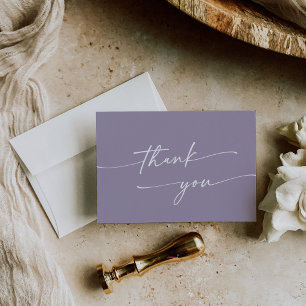 Boho Chic Lavender Purple Flat Wedding Thank You Card