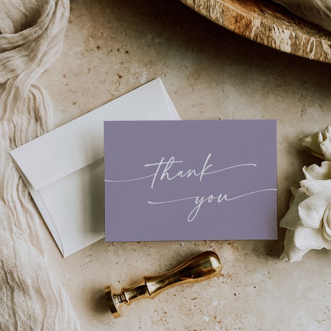 Boho Chic Lavender Purple Flat Wedding Thank You Card (Creator Uploaded)