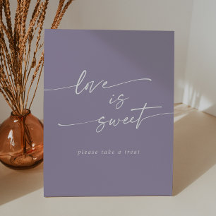 Boho Chic Lavender Purple Love Is Sweet Wedding Pedestal Sign