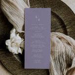 Boho Chic Lavender Purple Monogram Wedding Menu<br><div class="desc">This boho chic lavender purple monogram wedding menu card is perfect for a minimalist wedding. The colourful dusty purple modern bohemian design features simple rustic calligraphy with a unique yet classic style.

Personalised your monogrammed menu with your first initials.</div>