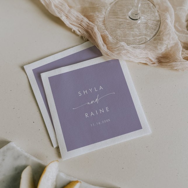 Boho Chic Lavender Purple Monogram Wedding Napkins (Creator Uploaded)