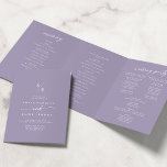 Boho Chic Lavender Purple Monogram Wedding Tri-Fold Programme<br><div class="desc">This boho chic lavender purple monogram wedding tri-fold program is perfect for a minimalist wedding. The colourful dusty purple modern bohemian design features simple rustic calligraphy with a unique yet classic style. Personalise your wedding program with your initials, names, wedding date and location, your favourite quote or lyric, order of...</div>